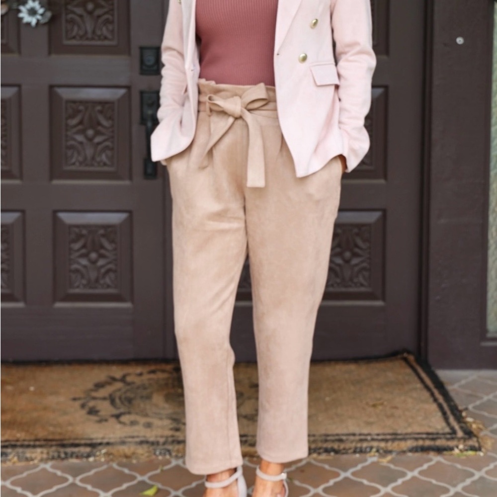 Dolce Cabo Camel Paper Bag Waist Trousers